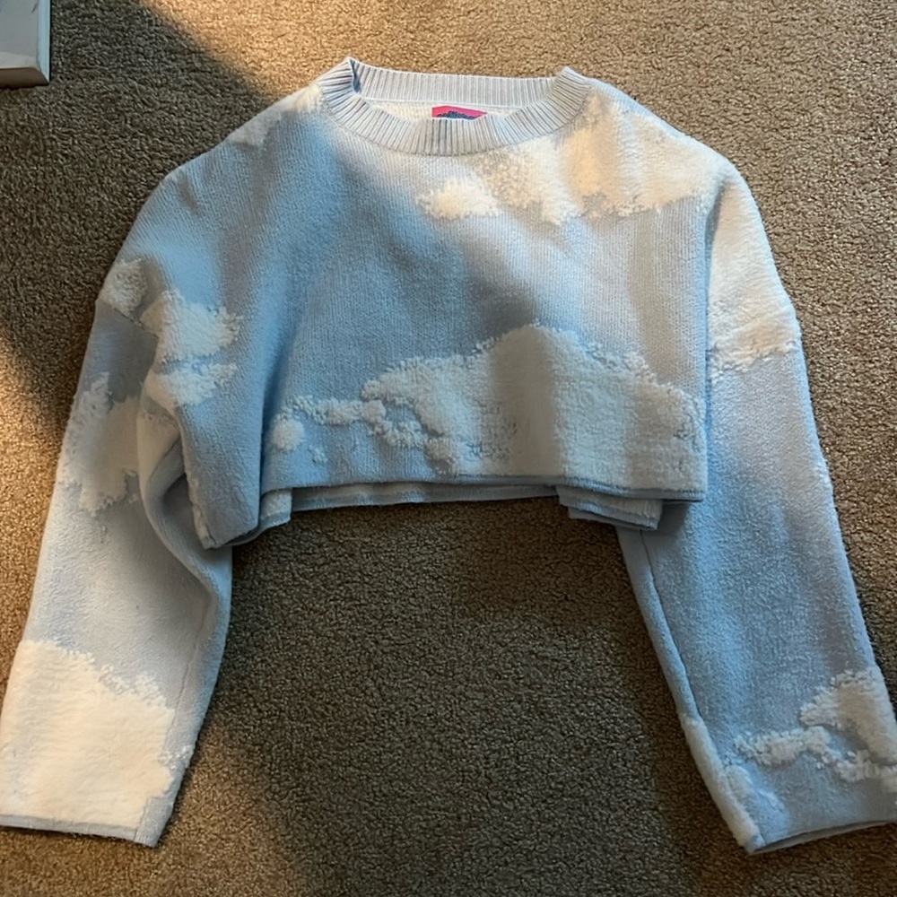 Edikted Blue and White Cloud Sweater